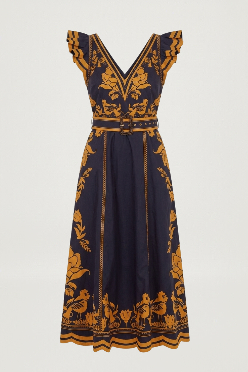 VALMIRA DRESS Simply White with Blue / M VALMIRA DRESS Simply White with Blue / M