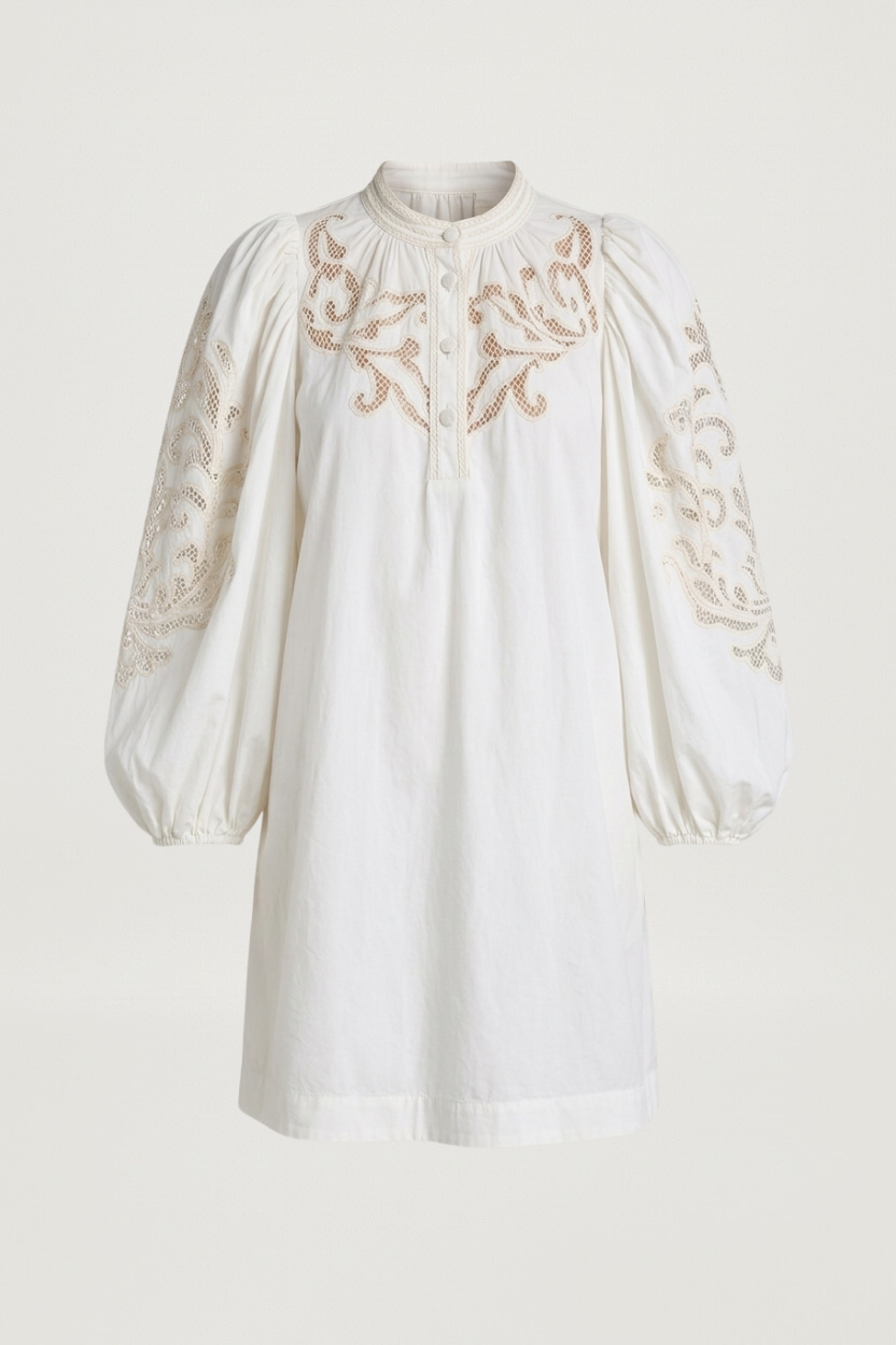 floral embroidered tea length dress Lavender Embroidered Tea-Length Dress 0 / Powder Blue/Multi main image 0