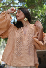 EVERY SUMMER - THE MIRROR EMBROIDERED LINEN TUNIC Scarlett Poppies tunic