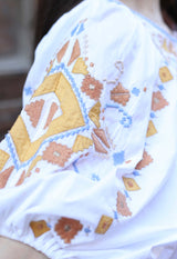 MOMENTAL TRIBE - THE MULTI COLOUR EMBROIDERY AND APPLIQUE POPLIN TOP Scarlett Poppies Tops