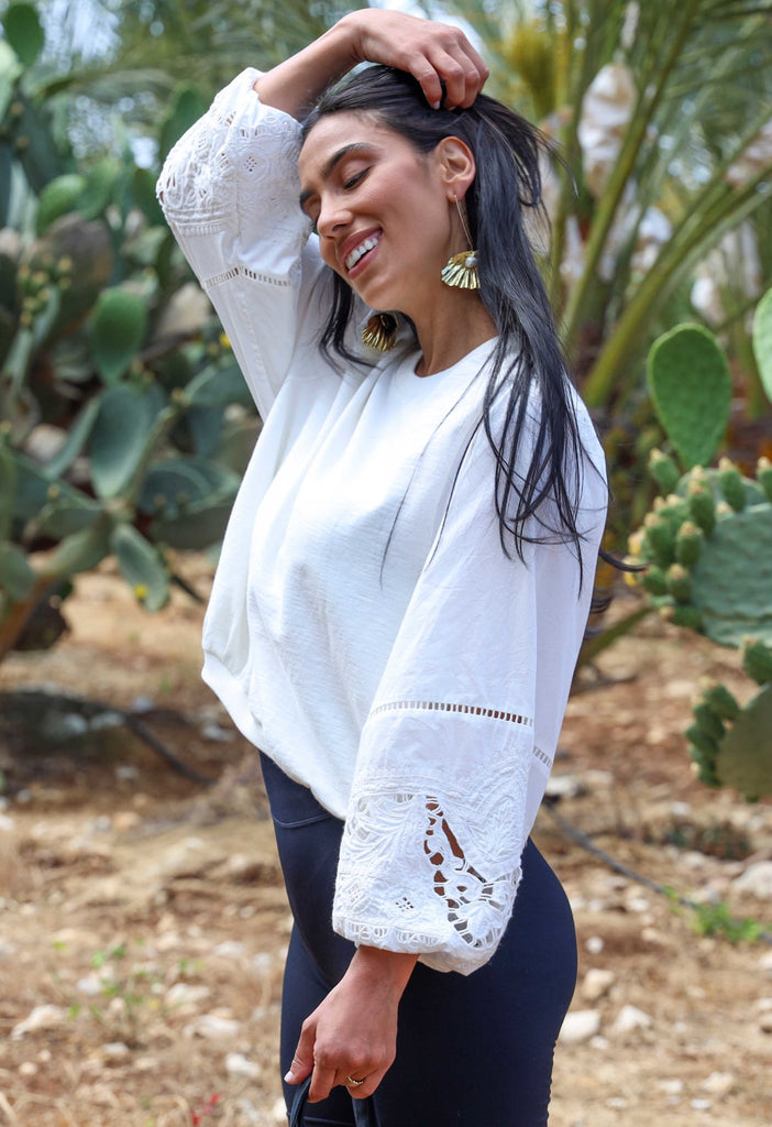 MEREYA - THE EMBROIDERED COMBINATION SWEATER Scarlett Poppies tops