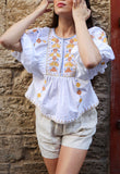 MOMENTAL TRIBE - THE MULTI COLOUR EMBROIDERY AND APPLIQUE POPLIN TOP Scarlett Poppies Tops