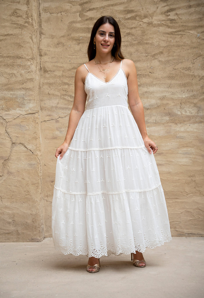 MIRAMELLE - THE BRODERIE ANGLAISE OPEN BACK MIDI DRESS Scarlett Poppies Dresses