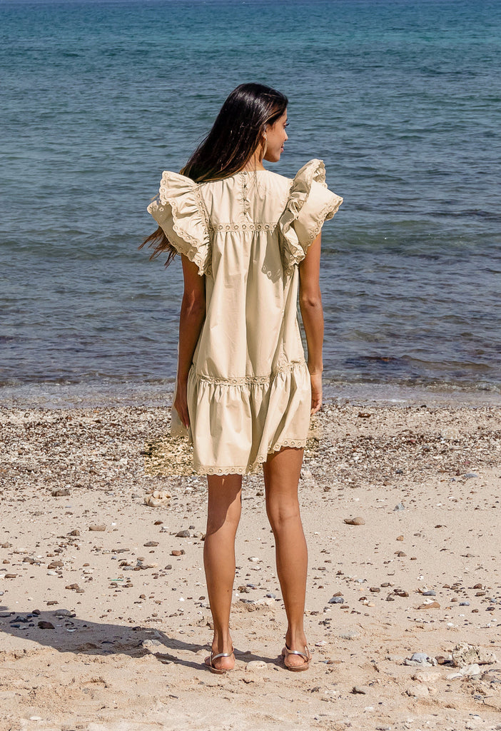 CALMING DOWN - BRODERIE ANGLAISE DECORATED RUFFLE MINI DRESS Scarlett Poppies Dresses