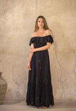 HAPPIER - EYELET EMBROIDERY OFF-SHOULDER MAXI DRESS Scarlett Poppies Dresses