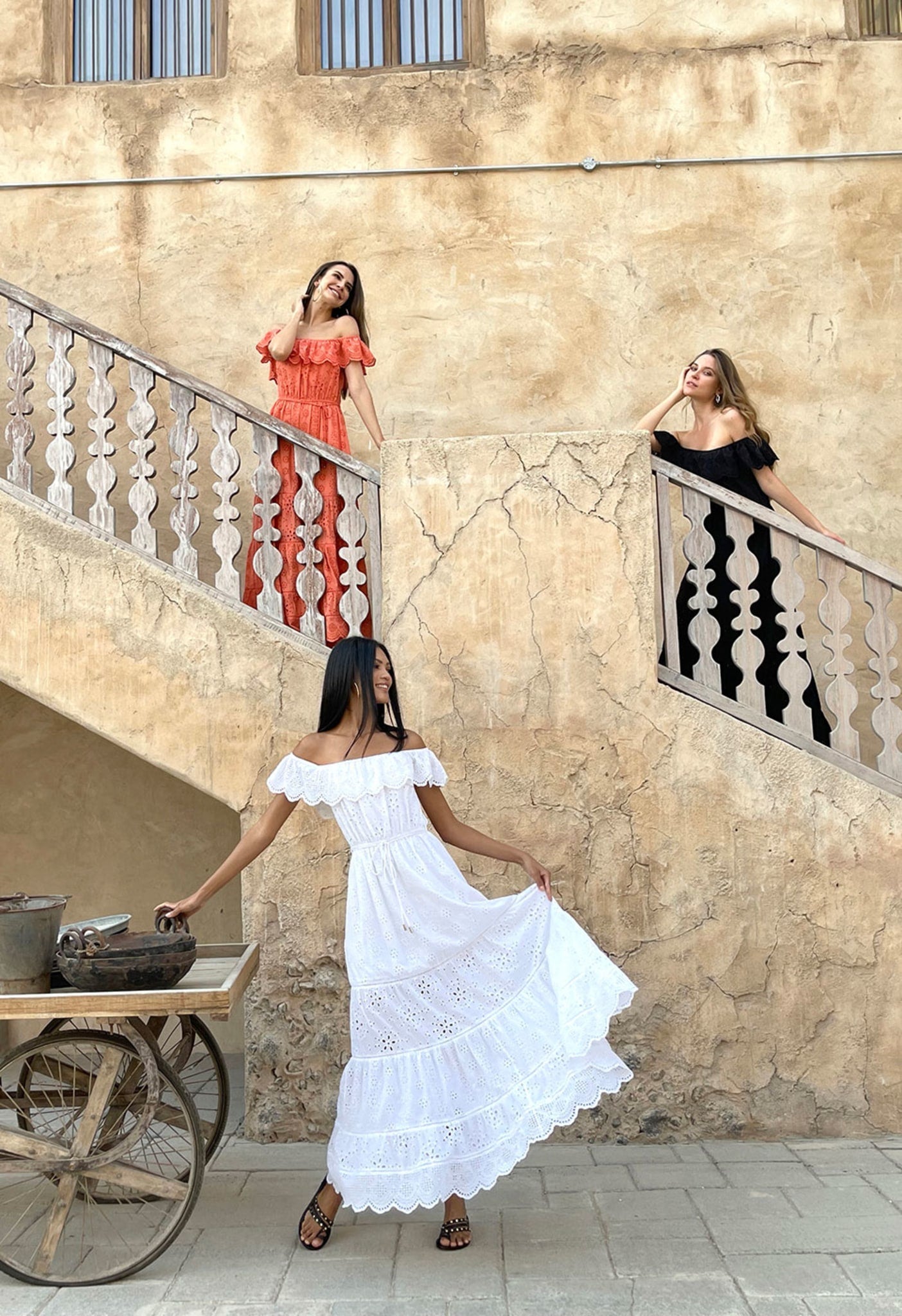 HAPPIER - EYELET EMBROIDERY OFF-SHOULDER MAXI DRESS Scarlett Poppies Dresses