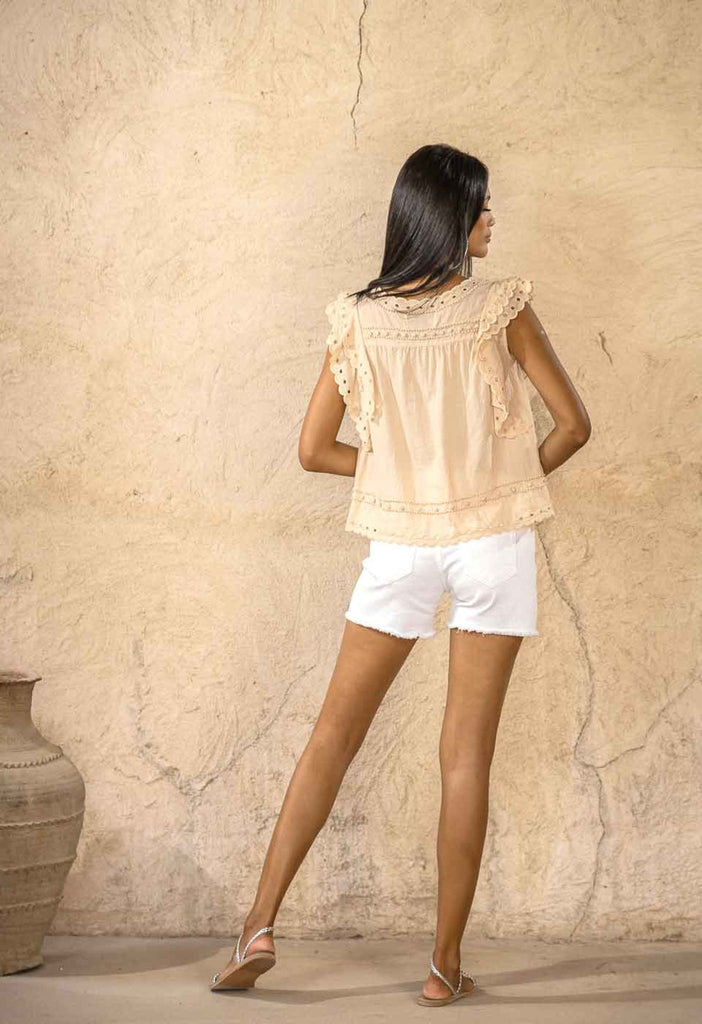 KNOTS ABOUT YOU - COTTON TOP WITH HAND EMBROIDERY Scarlett Poppies Blouses