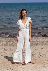 MORNING PAUSE - BRODERIE ANGLAISE RUFFLE JUMPSUIT Scarlett Poppies Jumpsuits