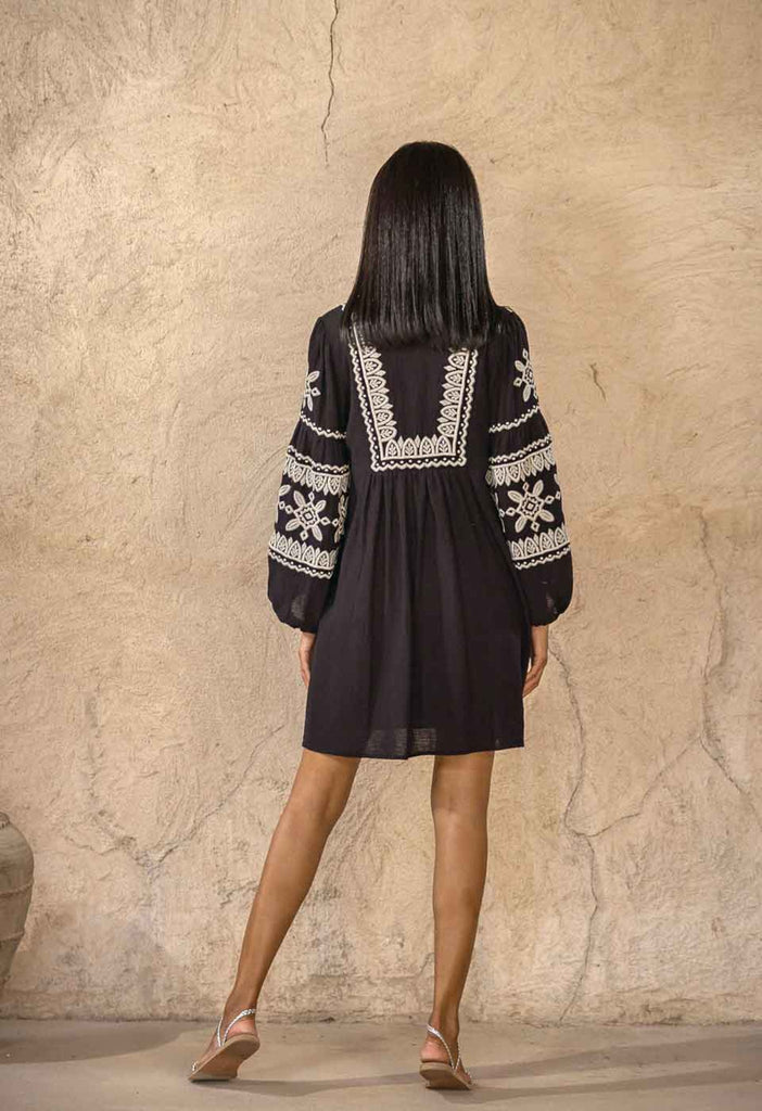 PAROS - EMBROIDERED BOHO DRESS WITH FULL SLEEVE Scarlett Poppies Dresses