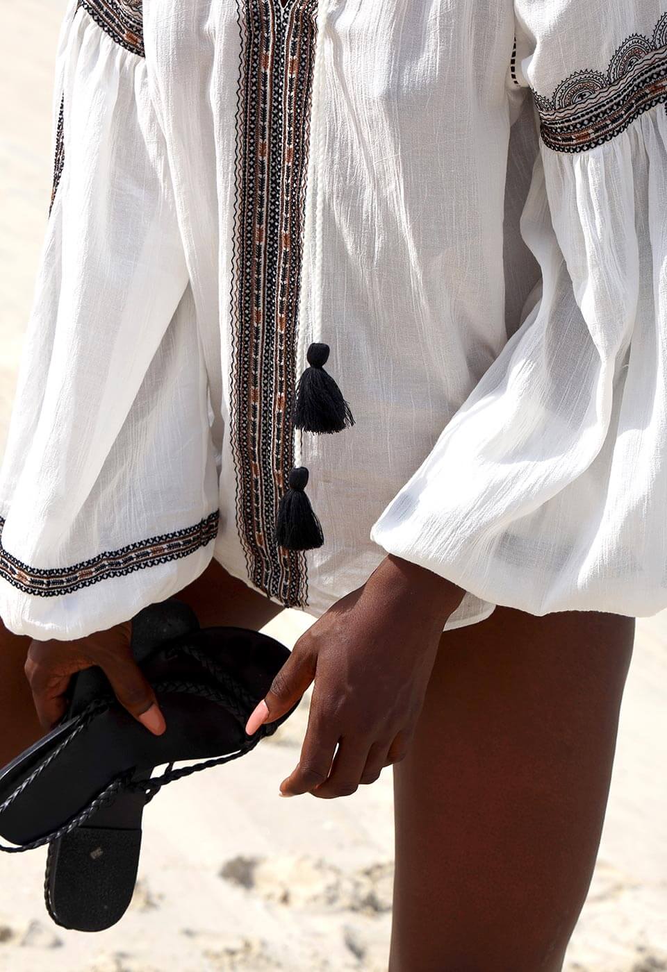 SANTORINI - EMBROIDERED LONG SLEEVE BLOUSE Scarlett Poppies Blouses